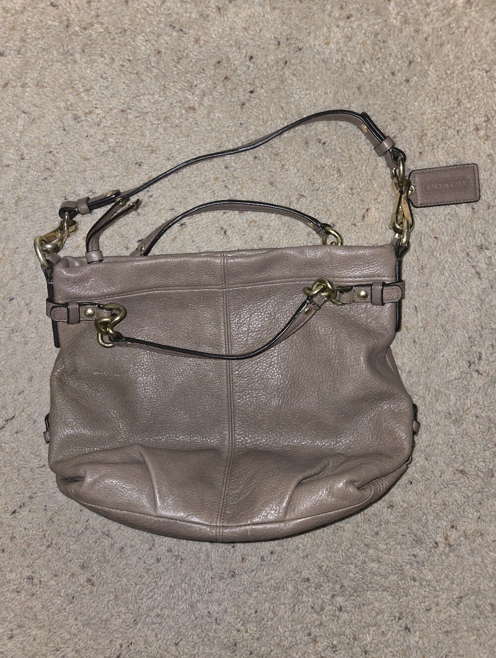 Coach Brooke Taupe Hobo Leather Handbag Purse Bag